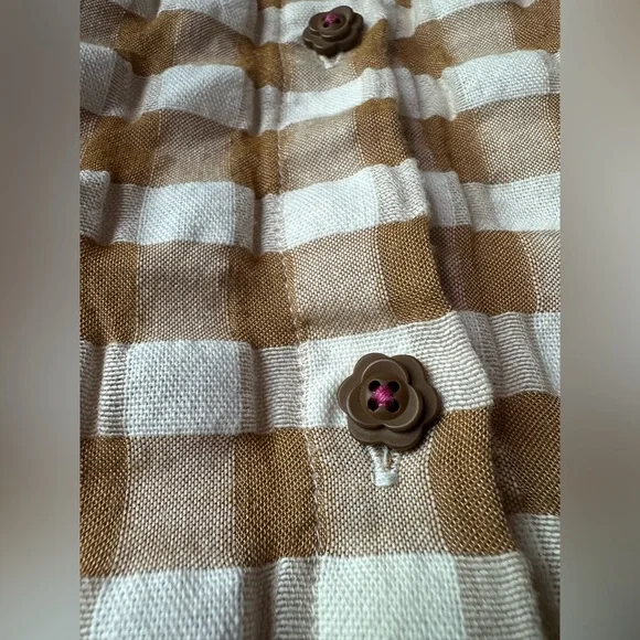 Matilda Jane Size 14 Gingham Smocked Top Cottagecore Lace Ruffle Blouse - Picture 8 of 8